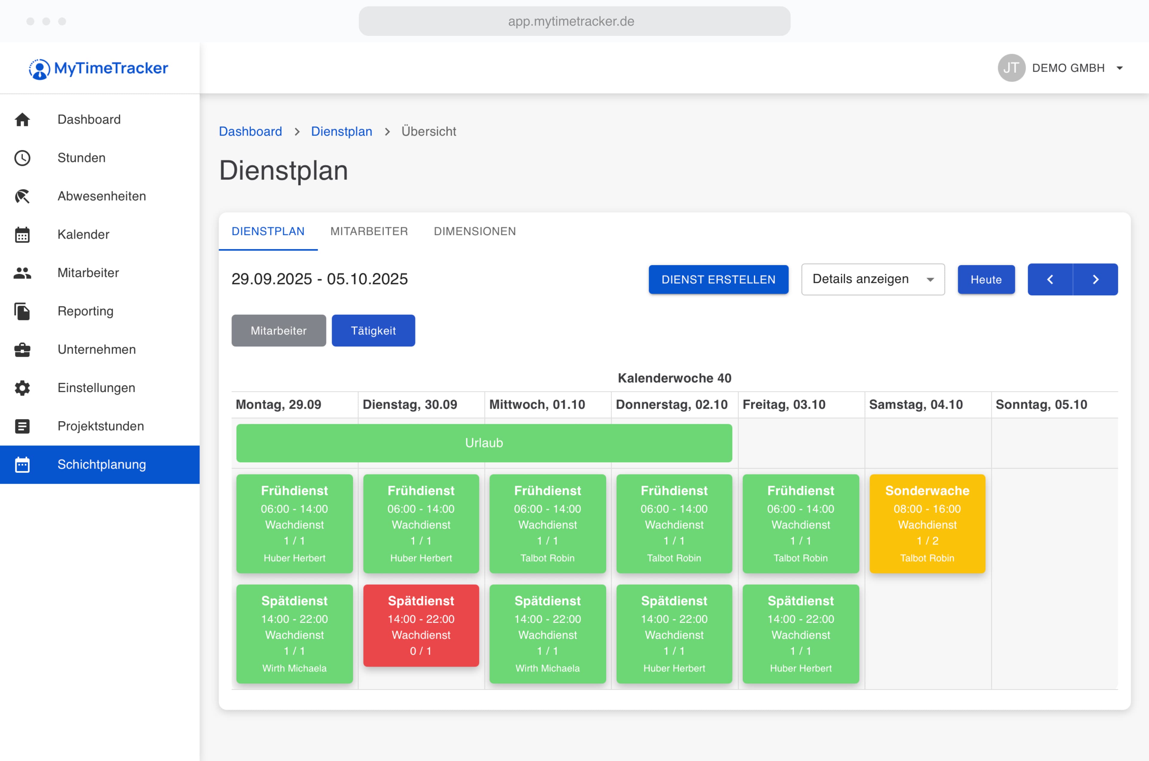 Dienstplanung screenshot